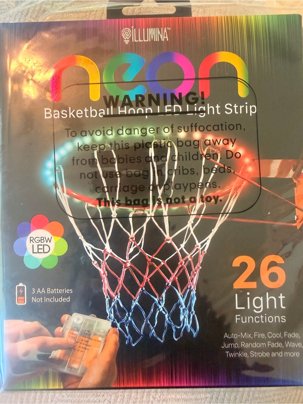 Illumina Neon Basketball Hoop LED Light Strip - Red, White, Blue